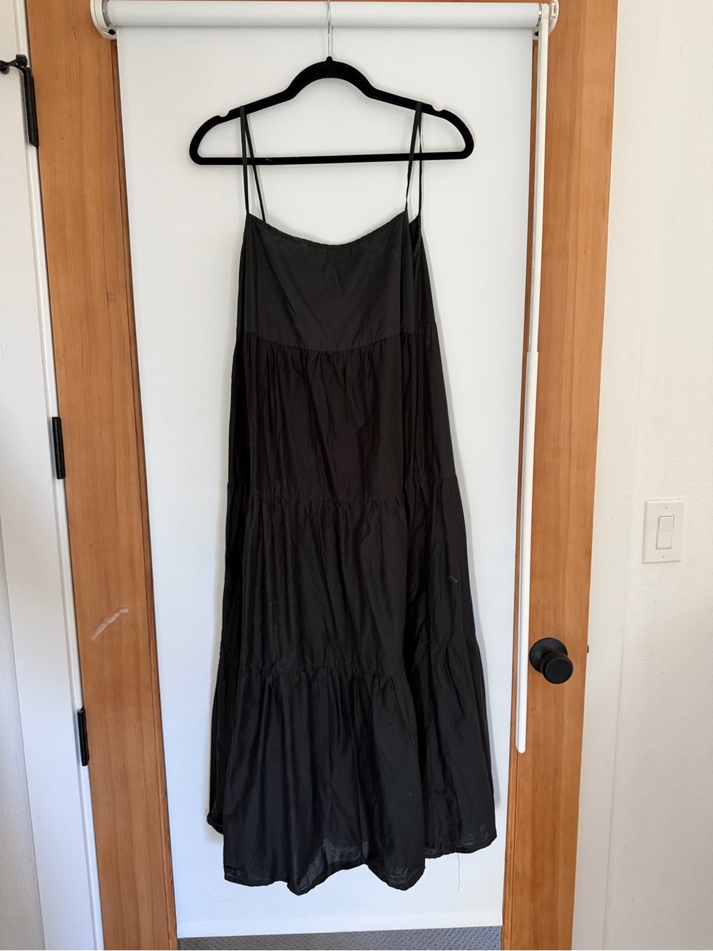 Matteau Black Tiered Spaghetti-Strap Maxi Dress